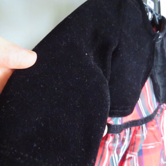 Plaid Dress with Velour Jacket & Satin Ruffled Panties - Picture 4 of 16